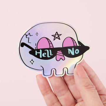 Punky Pins Hell No Holographic Sticker