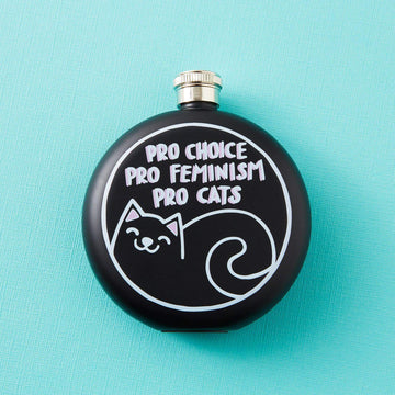 Punky Pins Pro Cats, Pro Feminism, Pro Choice Hip Flask